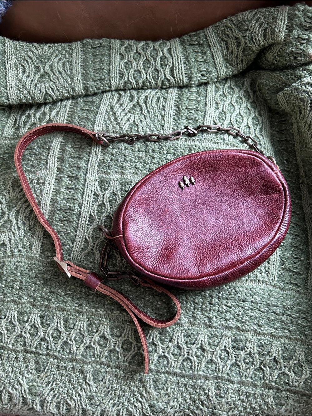 PORTLAND LEATHER Roswell Crossbody in Nutmeg Antique Gold-tone Chain (Retired)